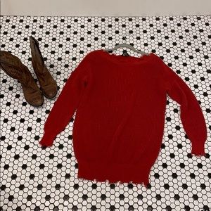Burnt orange off-shoulder sweater dress